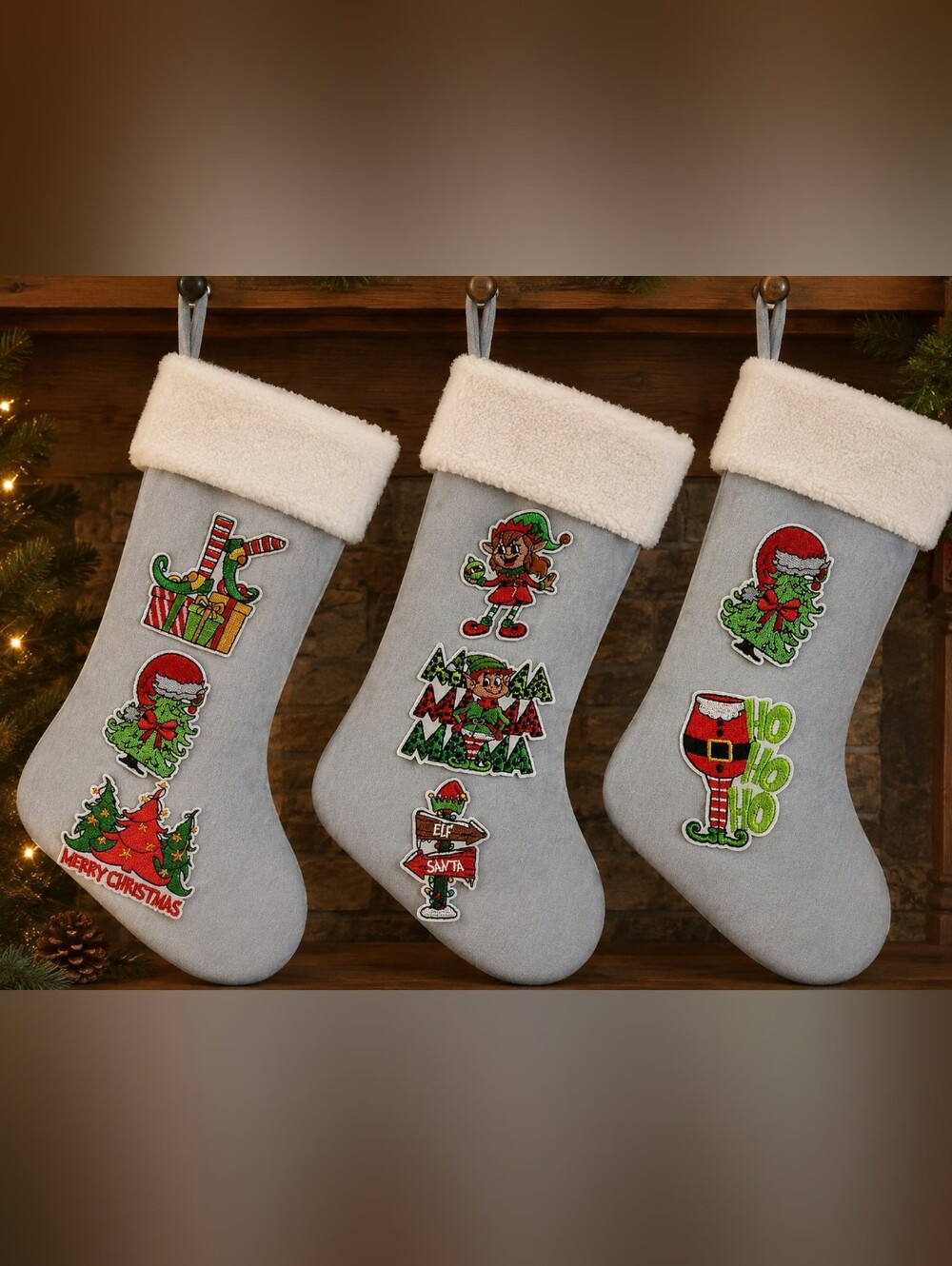 Christmas Holiday Santa Iron On Patch Set Of 8 Retro Iron-on Patches